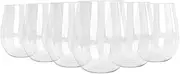 [Argon Tableware] Reusable Plastic Glasses - 600ml - Pack of 6 - Stemless Wine Glasses - Clear Cocktail Champagne Tumbler Drinking Cups for Garden, Parties, Weddings, BBQ and Picnic