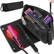2 in 1 Hair Tools Case With Heat Resistant Mat, Large Travel Bag for Flat Irons, Straighteners, Curling Iron, Haircare Accessories