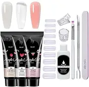 Poly Nails Gel Kit - Nail Extension Builder Kit | Manicure Nail Extensions | Complete Manicure Set | Long-Lasting Home Supplies, Set with Everything for Women Beginners