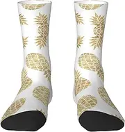 [EdWal] Soft golden pineapple background print Moisture Wicking Socks Sports Socks for Men and Women Warm thermal Boot Hiking Socks