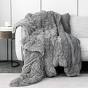 Faux Fur Throw Blankets 50x60 Inches,Pawque Soft Fuzzy Sherpa Blankets for Sofa, Couch and Bed,Plush Fluffy Fleece Blankets, Long Hair Blanket, Grey