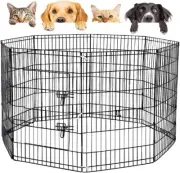 36" Dog Playpen 8 Panel Pet Cage Puppy Pen Enclosure Foldable Black