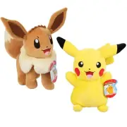 Pokemon Large 12" Eevee & Pikachu Plush, 2-Pack - Officially Licensed - Let's...