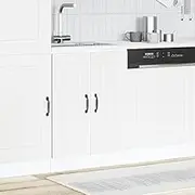 Kalmar White Engineered Wood Sink Base Cabinet, 60x46x81.5 cm, Kitchen Storage Solution with Adjustable Feet