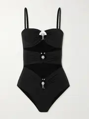 [Christopher Esber] Christopher Esber - Cutout Embellished Swimsuit - Black - UK 14 UK 14 Black