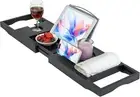 Bath Caddy Tub Tray Caddy Black Bath Table Shelf Bamboo Bathtub Caddy Tray for