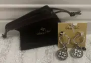 Patricia Nash Silver tone C hoop charm earring