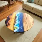 Ocean Epoxy Coffee Table, Side Epoxy Wooden Corner Table, Home Decor