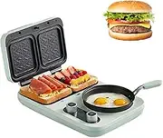Bread Machine Household Multifunction, 3in1 Breakfast Station, Electric Mini Nonstick Toaster Sandwich Maker, with Frying Pan, Boiling Pot, Food Steamer Make Egg Muffin Burgers Hot Dogs Pancakes