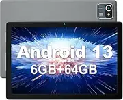 CZZ Android 13 Tablet, 10.1 Inch Tablet, 6GB RAM+64GB ROM, 5MP+8MP, Dual Speakers, Dual Cameras, 5000mAh, Fast Charging (Grey)