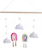 Wooden Stick Tassel Pendant Kids Room Decoration Cute Felt Clouds Shape Wall Hanging Ornament