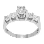 Diamond Accented Womens Engagement Ring 14K White Gold 0.86Cttw Size 6.75