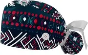 [YTYVAGT] 2-Pc,Gourd-Shaped Working Cap,Fisherman Hat with Buttons and Cotton Sweatband,Retro Ethnic Bohemia Art Pattern