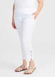 [TS] Taking Shape Stretch Linen Slim Pant Size 12 in White - Plus Size Women's Bottoms White