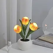 Tulip Lamp Lights Table Lamp Desk Lamp Led Simulation Tulip Night Light with Vase,Table Lamp Ornaments for Home Living Room Desktop Decor for Home Decor,Orange