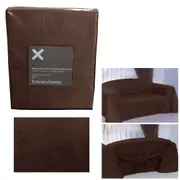 Chocolate Faux Suede Easy Tie Back Sofa Cover 1 to 2 Seater