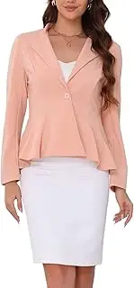 [Allegra K] Casual Work Office Blazer for Women's 2025 Stand Collar Single Button Peplum Business Blazers