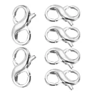 8mm x 13mm Double Opening Lobster Clasp, 6 Pcs Extender Clasp, Silver Tone