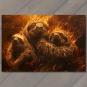 FLATCARD Sloth from Hell Fire Evil Unusual Demon Devil Animal Funny Unusual