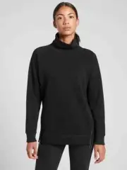 Athleta Black Cozy Karma Side Zip Funnel Neck Top #510382 NWT! S Petite Small PS