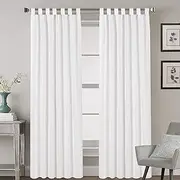 Smarcute Linen Curtains Natural Linen Semi Sheer Blended Curtains Tab Top Window Treatments Panels Drapes for Living Room, Elegant Light Filtering Curtains (Set of 2, W132cm x D243cm，White)