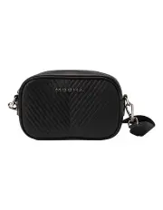 [Mocha] Petite Chevron Leather Crossbody in Black