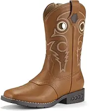 [Rollda] Boys Cowboy Boots Kids Cowgirl Boots Square Toe Boys Western Boots for Little Kid Big Kid