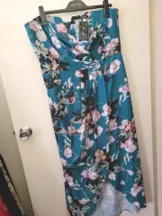 City Chic Small Maxi Emerald Floral Bloom Plus Size 16