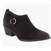 David Tate Freeda Bootie Black Nubuck Leather Size 11 Wide NIB Western Inspired