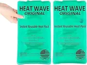Instant Reusable Heat Packs - 2 Medium (5x9"), Reusable Heat Pack for Muscle Aches, Back Pain, Pain Relief, Click Heat - Made in USA