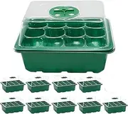 10 Pack Seed Starter Tray with Lid,12 Small Hole Seedling Tray,Adjustable Plant Starter,Mini Greenhouse Germination Kit,Humidity Vented Domes and Base for Seeds' Starting,for Office, Hotel, Home
