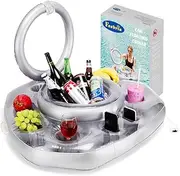 Party Inflatable Water Cooler, 2 Drink Holders, 1 Ice Buckets, 4 Cup Holders, and More (Silver)