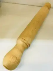 Large 42cm Wooden Rolling Pin Chapatti Roti Roller Maker Pan Cake With 2 Handles