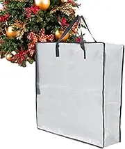 Clear Zippered Storage Bags - Waterproof Large Bags for Storage With Handle And Zipper - Dust-Proof Organization Pouch Christmas Tree Sack for Winter Clothes, Wreath Storage