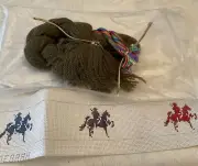 Debaah Multicolor Horses Riders HANDPAINTED NEEDLEPOINT BELT KIT Canvas 18 Ct