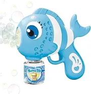 Automatic Bubble Machine - Bubble Blower Machine, Handheld Bubble Maker with Lights and Sound | Portable Smooth Blowing Toy with 16 Holes for Kids Bath Backyard New Year Easter Girls Boys