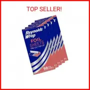 Reynolds Wrap Pre-Cut Pop-Up Aluminum Foil Sheets, 14 x 10.25 Inches 50Sheets X5