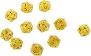 Oshhni Set of 10 D20 Dice for RPG Games, Yellow, 25mm
