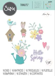 Sizzix Thinlits Die Set 16PK - Hello Spring by Olivia Rose