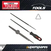 Toledo 250mm Length Three Square File with Second Cut With Handle & Carded Pack