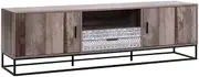 Artiss TV Unit Cabinet Entertainment Units, Wood Industrial Rustic Stand Table Cabinets Storage Shelf Organiser Cupboard Home Living Room Bedroom Furniture, with 2 Drawer Black