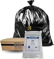 Garbage Bags 140L Carton of 200 - Black Rubbish Bin Liners 120cm x 95cm - 23 um Medium Thickness - Waste Bags for Offices, Commercial Spaces, Household & Cleaning