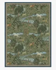 305' x 425' | Machine Washable Runner Rug | Kid & Pet Friendly | Indoor Rug | Owl & Willow Green Flatwoven Rug by Morris & Co. | Ruggable