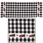 New Farmhouse Christmas VINTAGE RED TRUCK BLACK WHITE CHECK Table Runner 36"