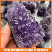 Raw Natural Amethyst Cut Base Cluster Quartz Druzy Crystal Geodes Specimen Decor