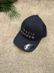 Travis Mathew Hat Cap Snapback Flexfit Golf 110 Flex Spell Out Navy NWT $39.95
