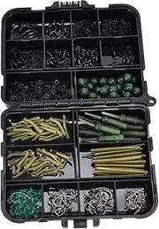 421Pcs Carp Fishing Tackle Box, Carp Fishing Equipment Kit, Carp Fishing Tackle Kit, with Boilie Bait Screw Link Swivel Sleeves Hook, Carp Fishing Tackle Kit for Men