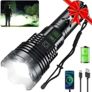 LED Flashlights 2000.000 High Lumens,Tactical Flashlight Rechargeable USB C, ...