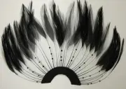 ONE FEATHER PINWHEEL - MIDNIGHT BLACK Hackle Feathers; Headbands/Halloween/Craft