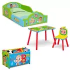Toddler Room-In-A-Box Set Cocomelon 5 pcs Toddler Bed Play Table 1 Chair Toy Box